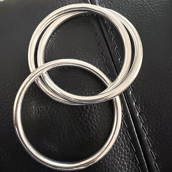 Bangle Bracelets Sterling Silver Three Piece Set - Picture 9 of 9